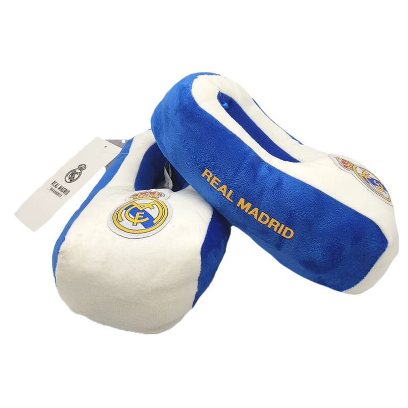 Pantuflas Real Madrid azules y blancas con escudo frontal - 3