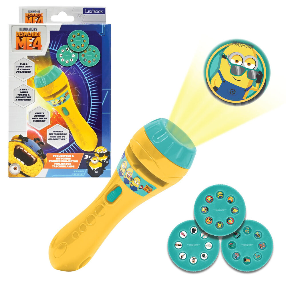 Linterna proyectora amarilla de Minions Lexibook con tres discos