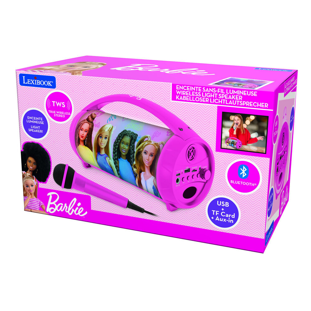 Altavoz Bluetooth luminoso Barbie LEXIBOOK con micrófono