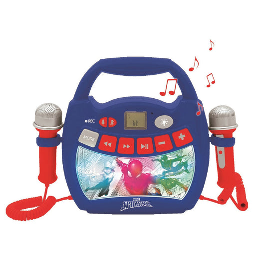 Altavoz karaoke Bluetooth Spider-Man Marvel azul y rojo con dos micrófonos - 3