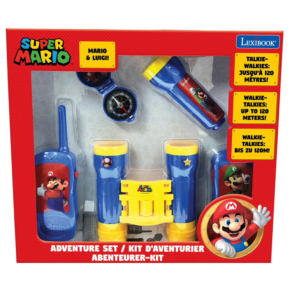 Set aventurero Super Mario Lexibook con walkie-talkies, prismáticos, linterna y brújula - 5