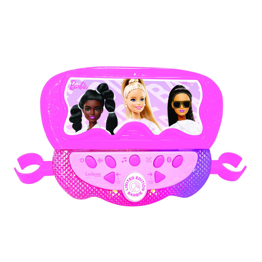 Micrófono de karaoke Barbie rosa con soporte ajustable y dos micrófonos - 5