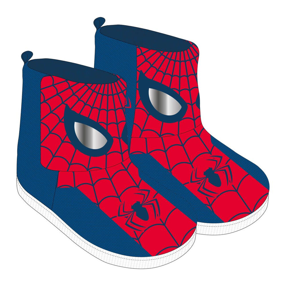 Pantuflas tipo botín de Spider-Man Marvel en rojo y azul con telarañas