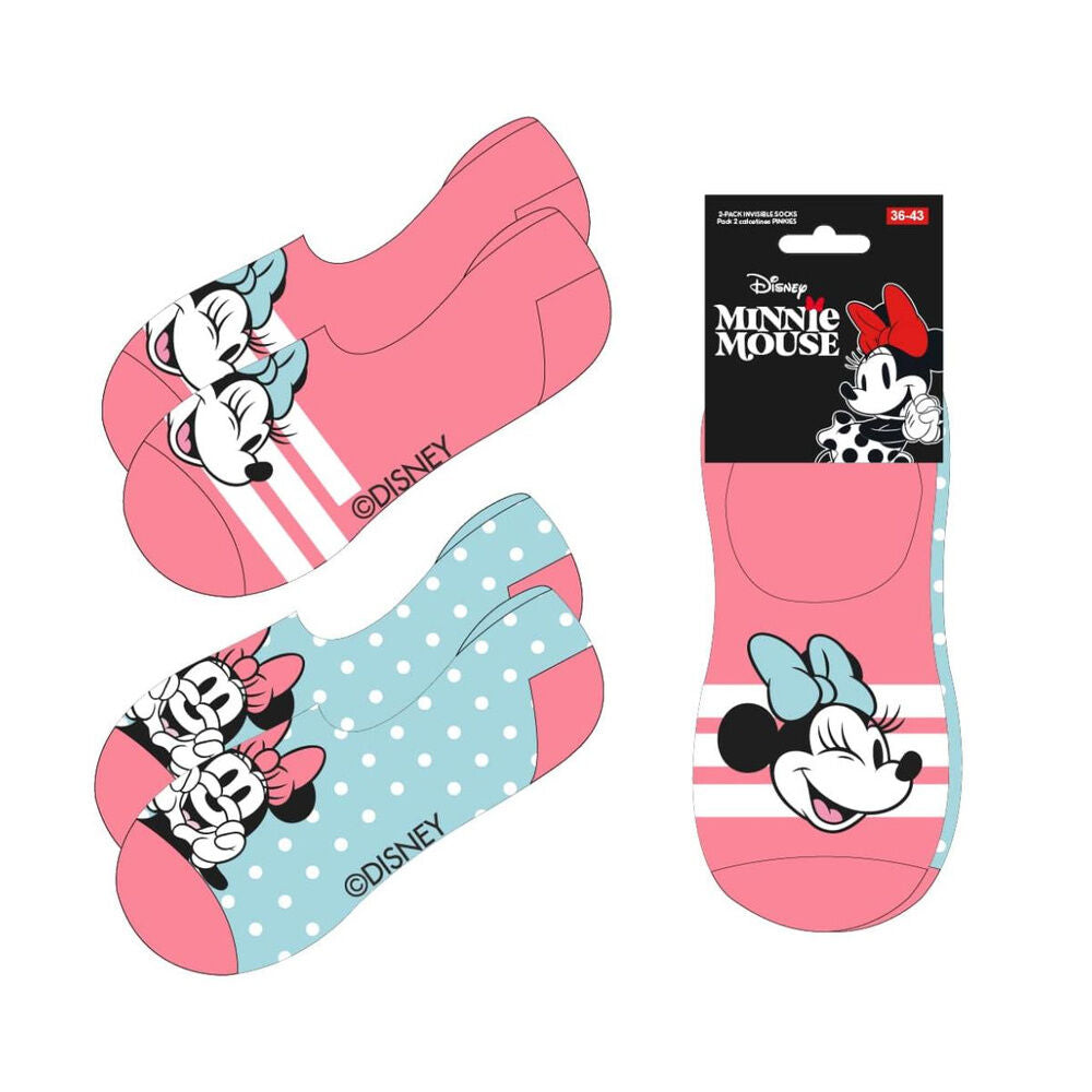 Set de dos pares de calcetines Minnie Disney en rosa y azul claro