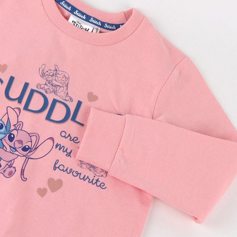 Sudadera rosa Disney con estampado de Stitch y Angel - 3