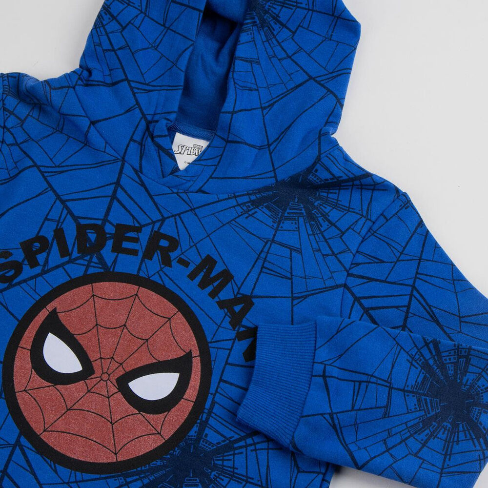 Sudadera azul con capucha de Spider-Man Marvel y estampado de telarañas - 3