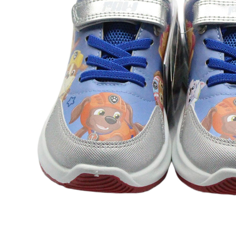 Deportiva infantil azul Paw Patrol con luces, cordones y tira adherente - 4