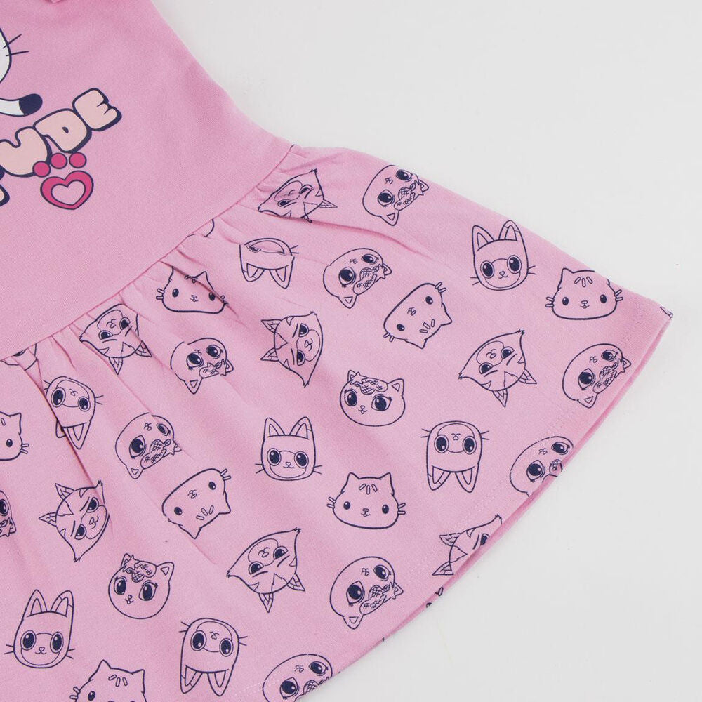 Vestido rosa de manga larga de La Casa de Muñecas de Gabby con estampado de gatos - 4