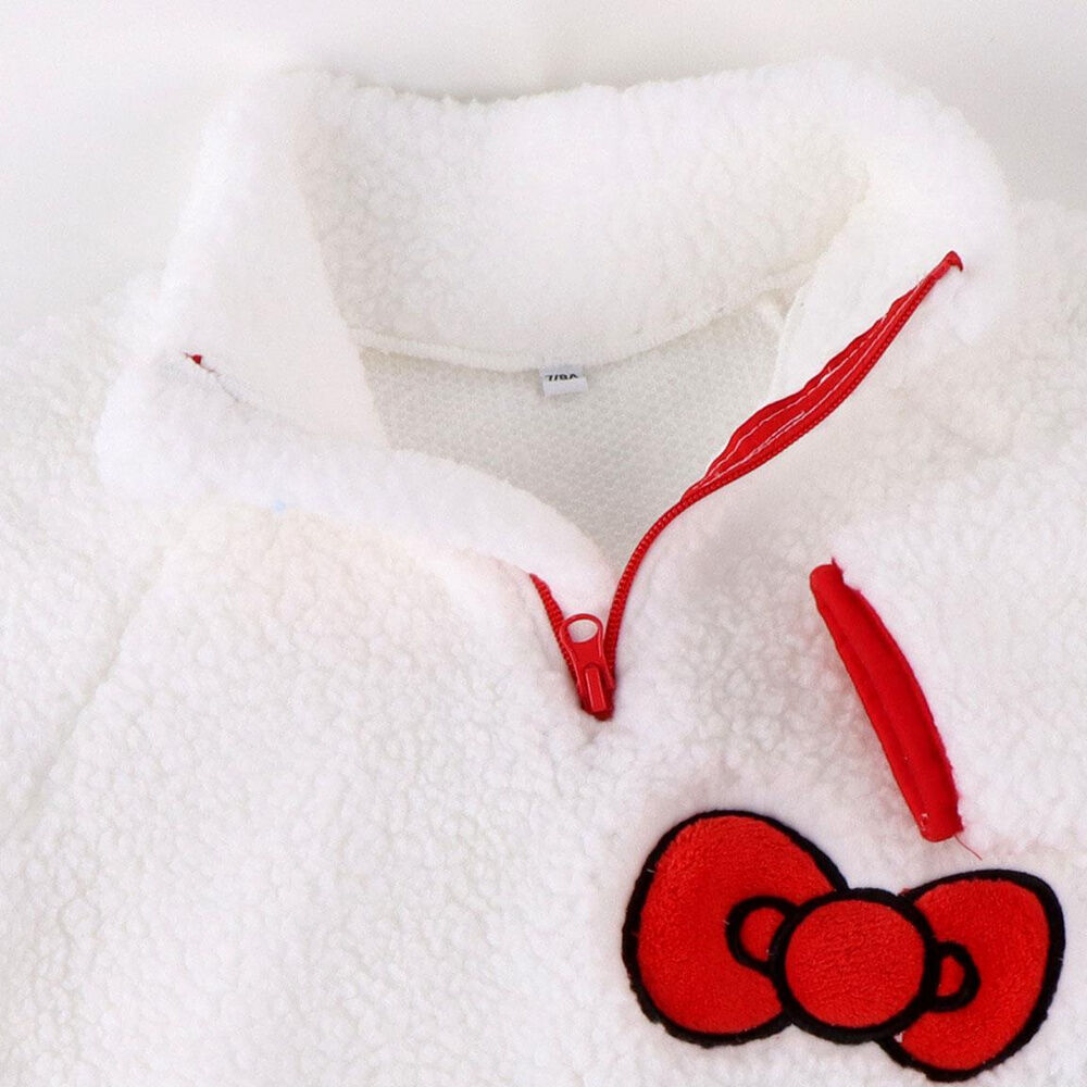Jersey blanco de Hello Kitty con cremallera corta y detalles rojos - 4