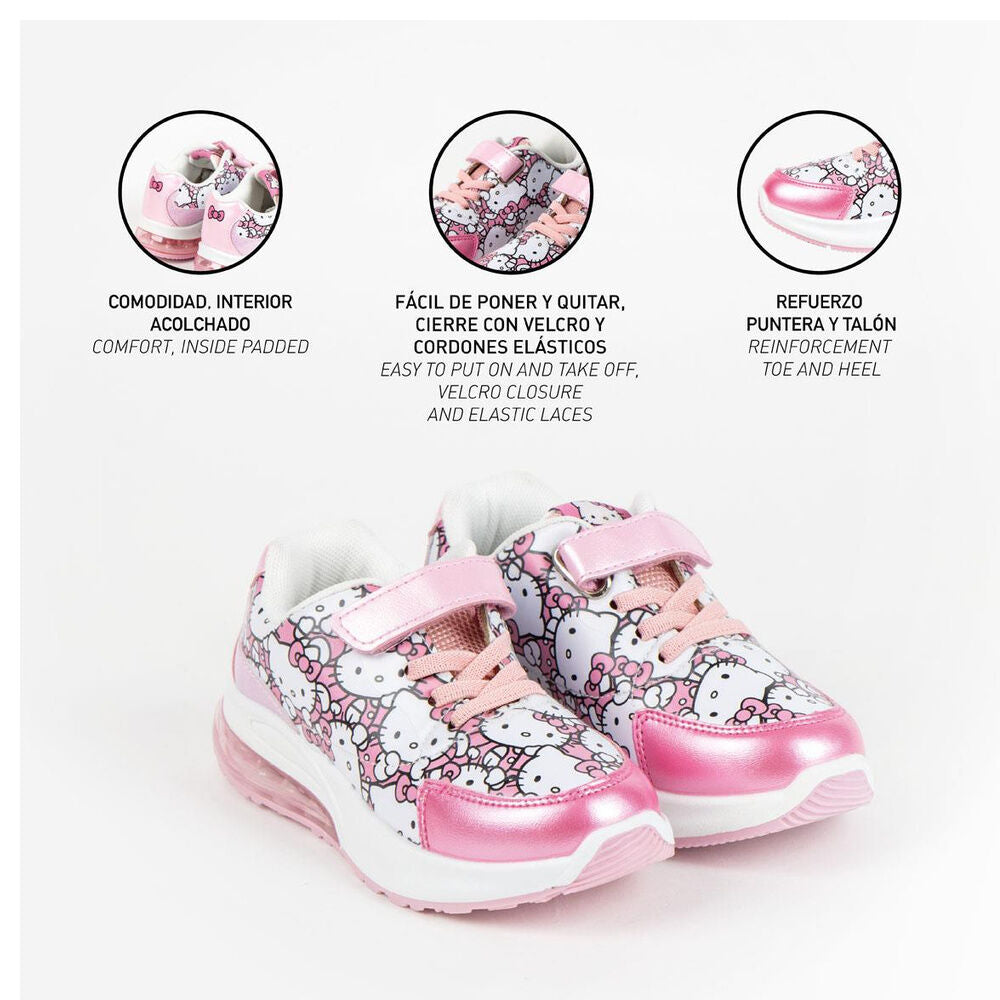 Deportiva Hello Kitty rosa y blanca con luces - 5