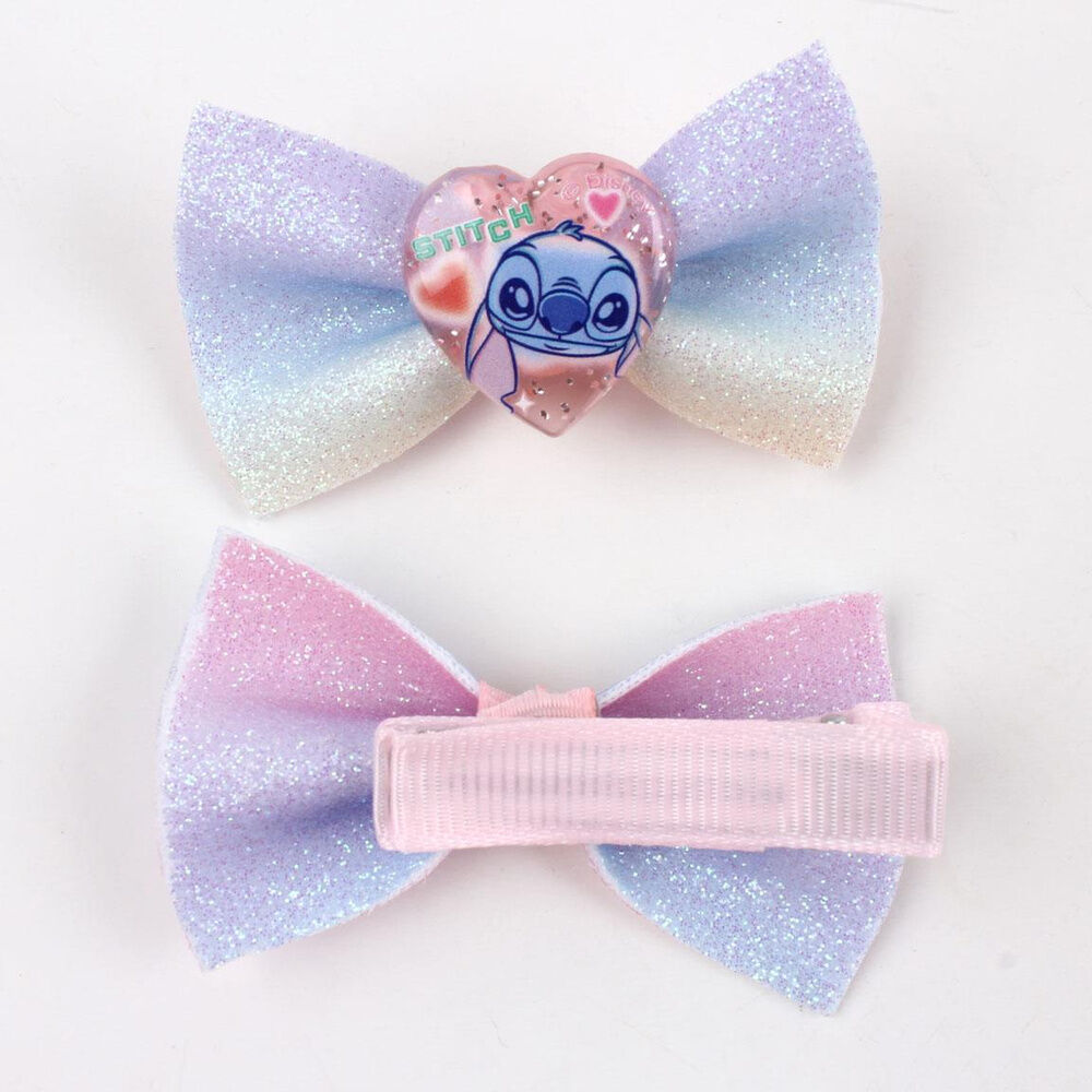 Set de belleza Stitch Disney con estuche transparente y accesorios rosas y azules - 5