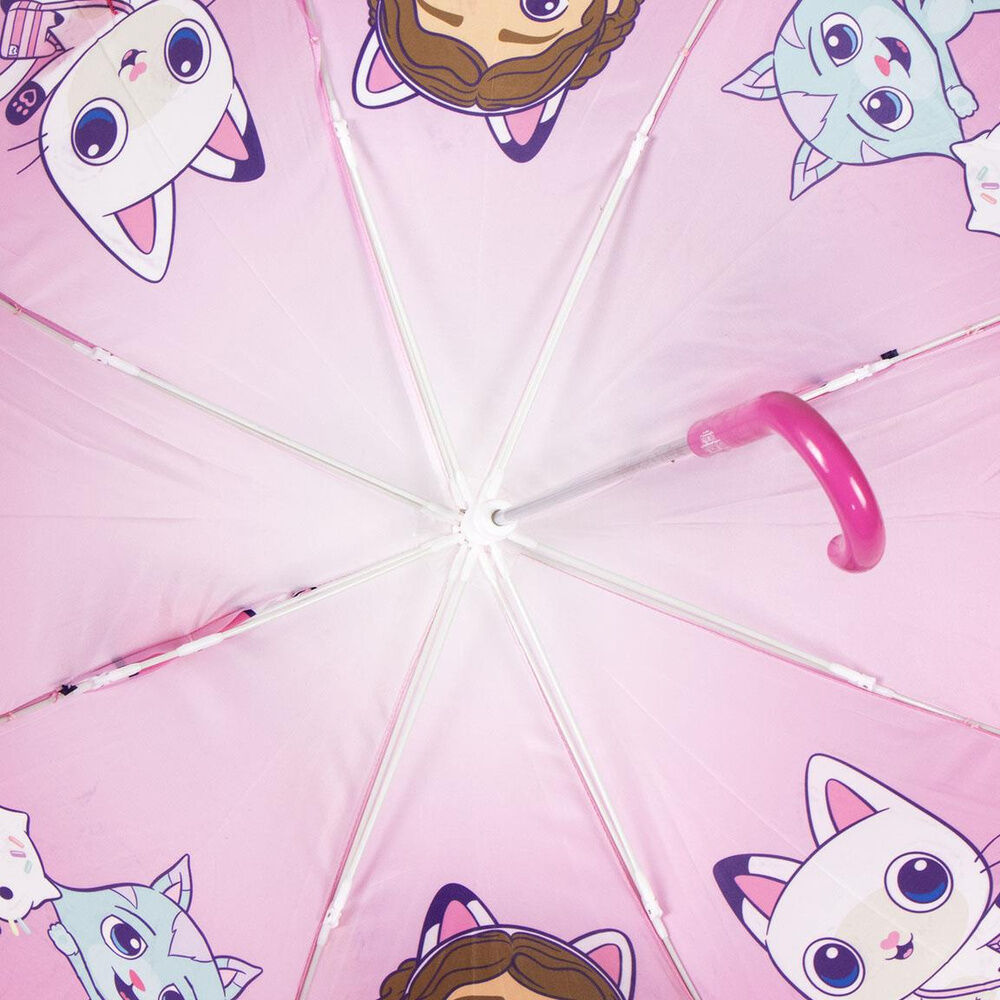 Paraguas rosa de La Casa de Muñecas de Gabby con personajes y orejas decorativas - 5