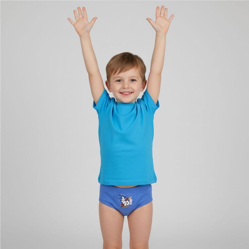 Set de tres calzoncillos infantiles Sonic The Hedgehog en rojo, azul y blanco - 5
