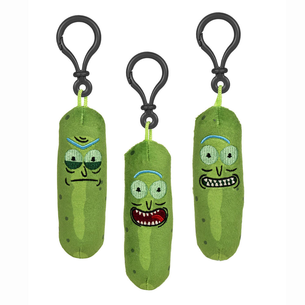 Llavero de peluche Pickle Rick verde con mosquetón