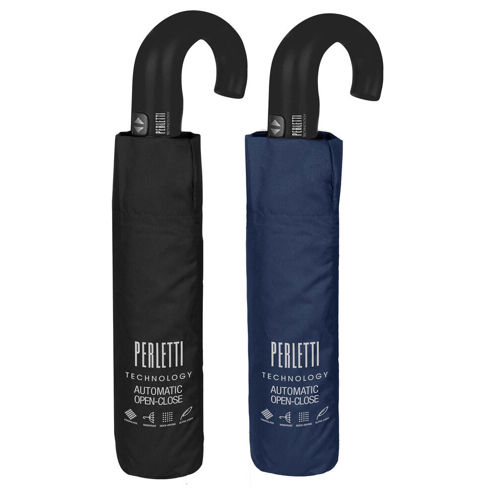 Paraguas plegables automáticos Perletti en negro y azul marino