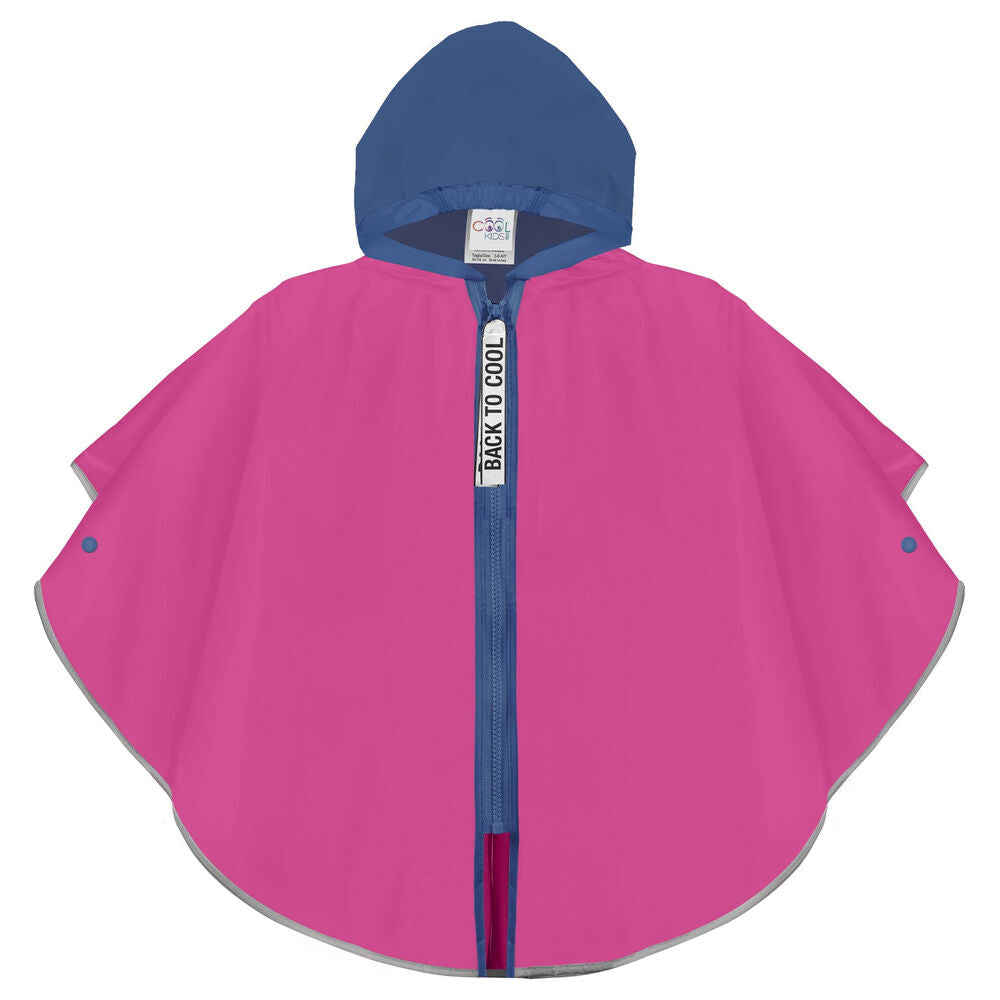 Chubasquero infantil fucsia y morado con capucha y cremallera