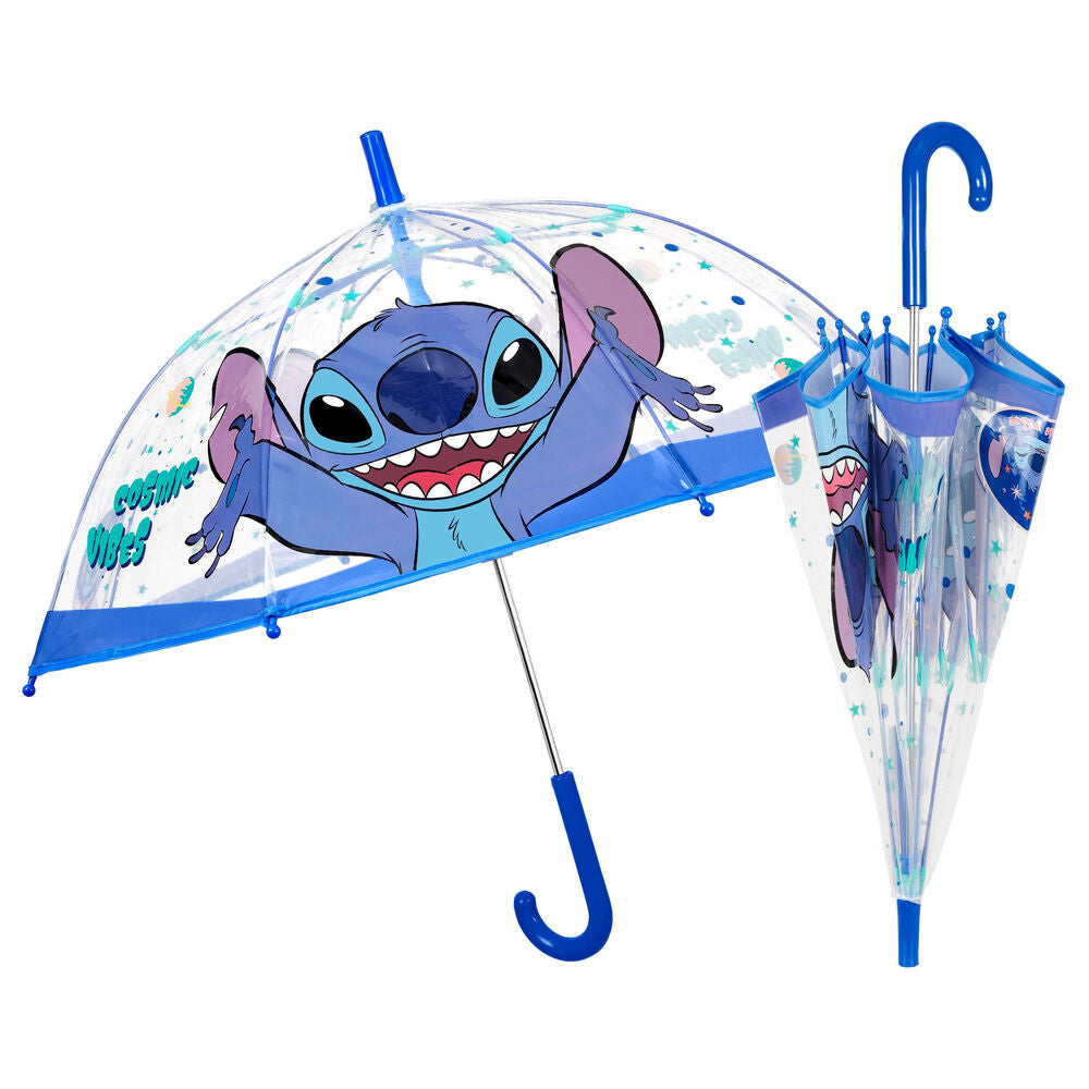 Paraguas transparente de Stitch Disney con mango azul