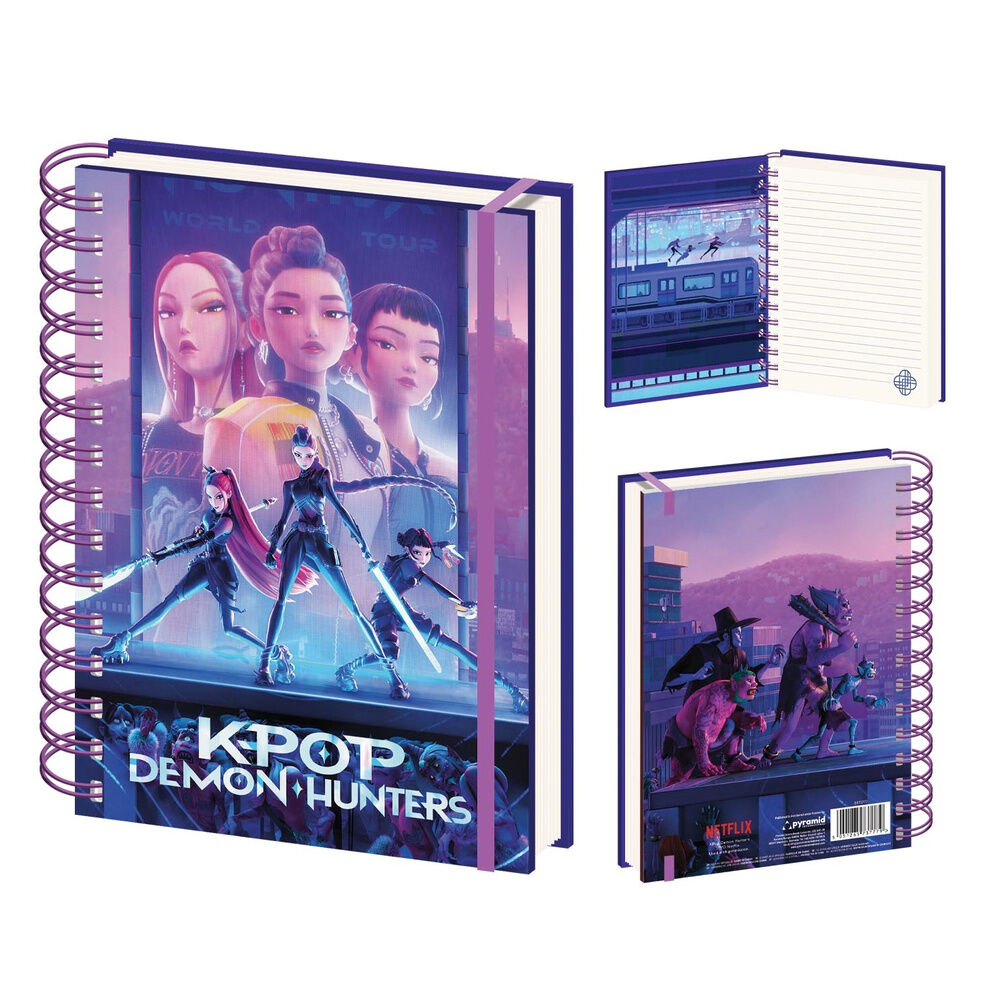 Cuaderno A5 KPop Demon Hunters con portada ilustrada y espiral