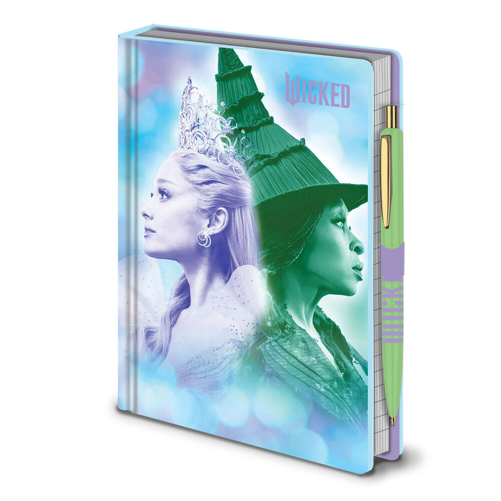Cuaderno Wicked 2 con bolígrafo y portada de sus protagonistas