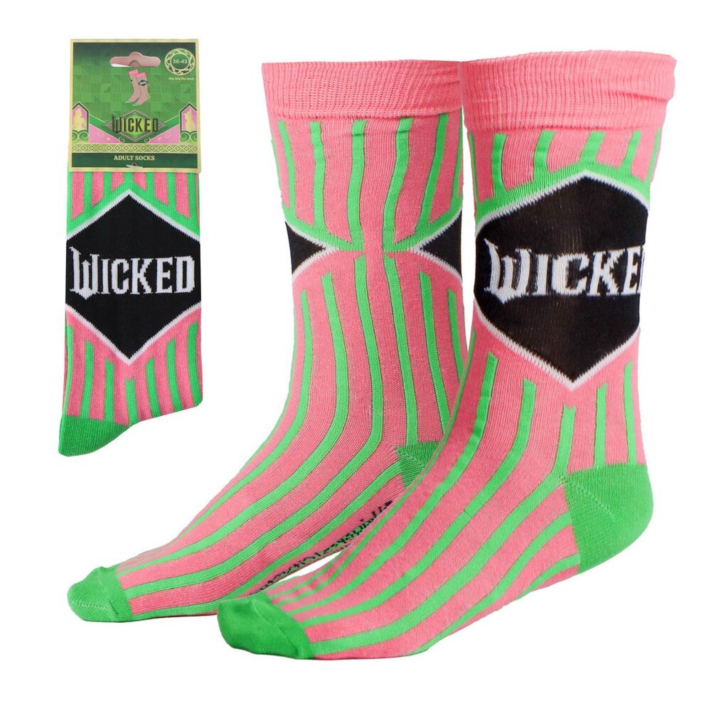 Calcetines Wicked para adulto en rosa y verde con rombo negro