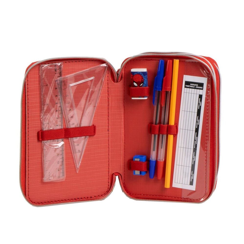 Plumier triple Spider-Man Marvel CERDÁ con material escolar - 5