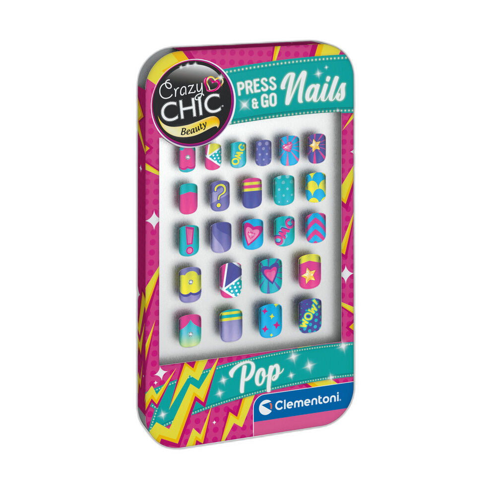 Set de Uñas Pop Crazy Chic de Clementoni con diseños coloridos - 2