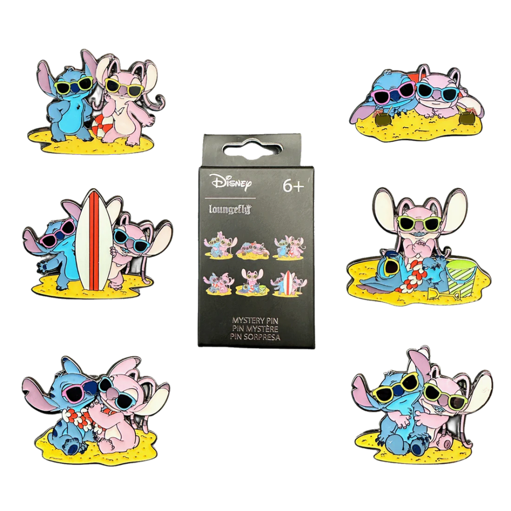 Blind Box pin de esmalte Disney de Stitch y Angel Loungefly