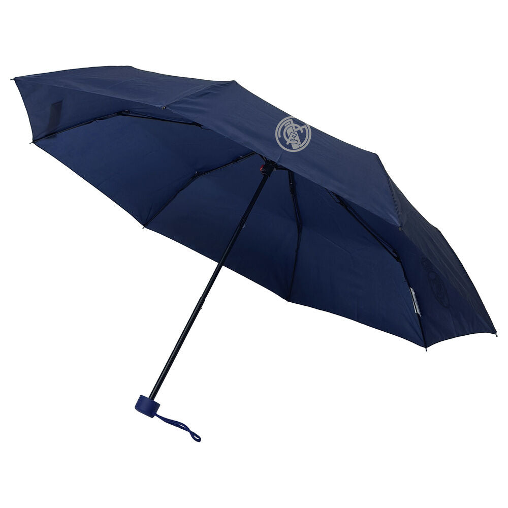 Paraguas plegable manual Real Madrid azul marino de 48 cm