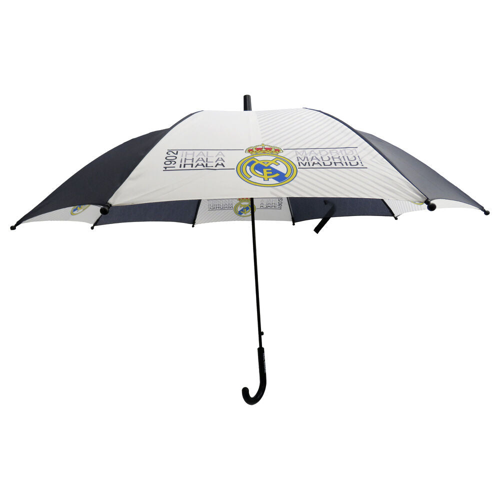 Paraguas automático Real Madrid blanco y negro de 54 cm
