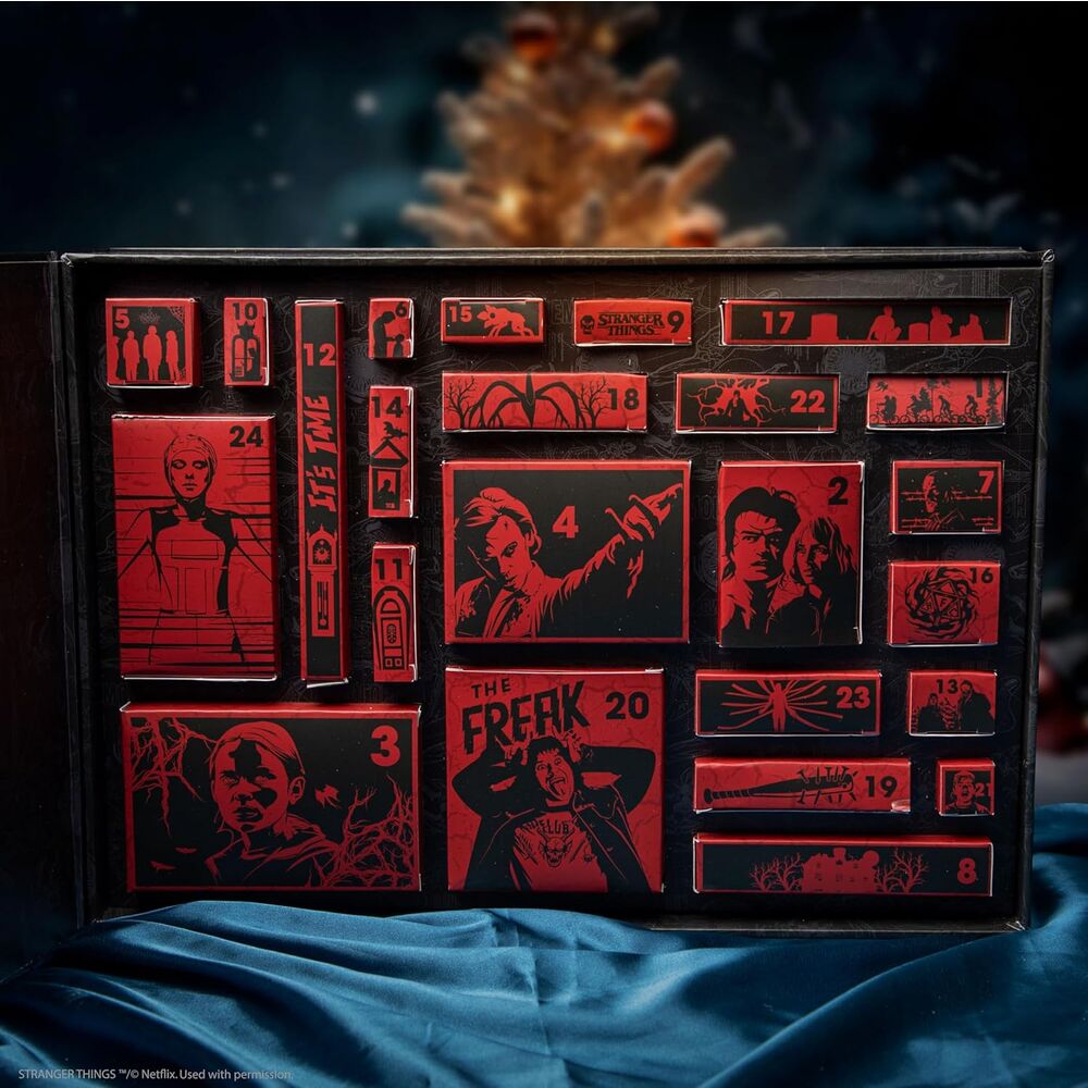 Calendario de Adviento Stranger Things con 24 regalos y diseño de televisor retro - 8