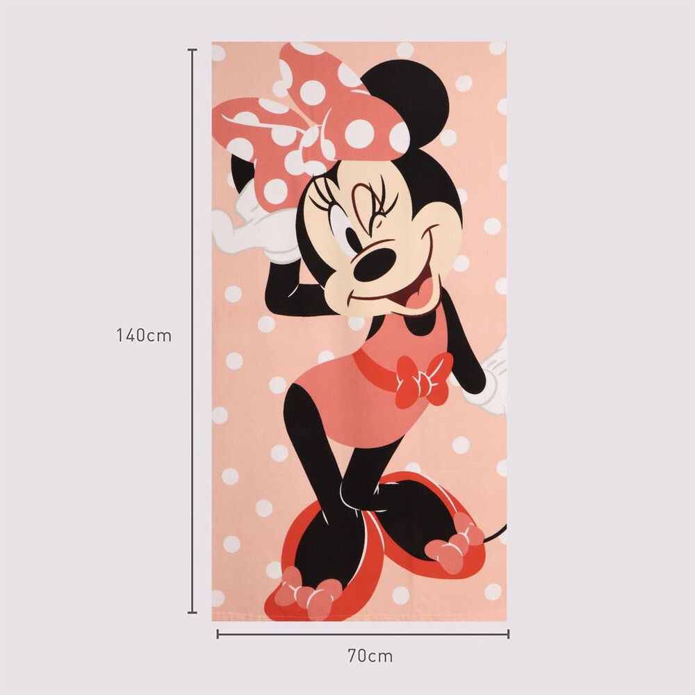 Toalla rosa de microfibra con Minnie Disney y lunares blancos - 3