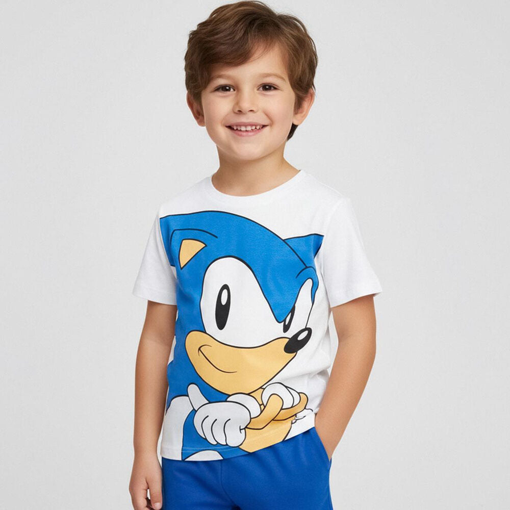 Pijama infantil Sonic blanco y azul de manga corta - 5