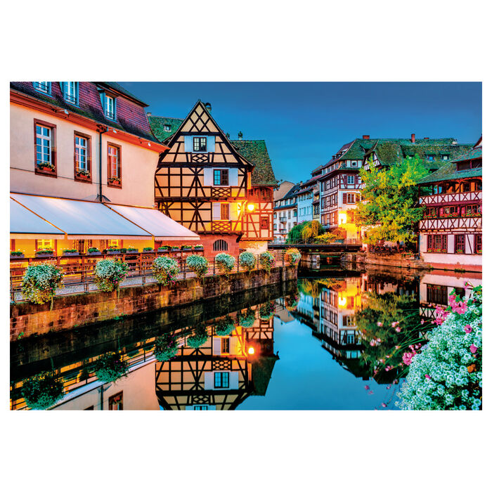 Puzzle Clementoni de 500 piezas con una vista del casco antiguo de Estrasburgo y su canal - 2