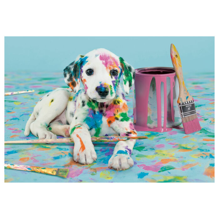 Puzzle Clementoni de 500 piezas con cachorro dálmata entre pinceles y pinturas - 2