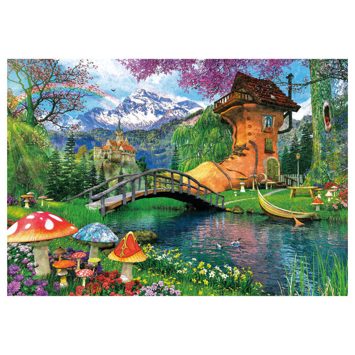 Puzzle Clementoni de 500 piezas con casa junto a un lago y montañas - 2