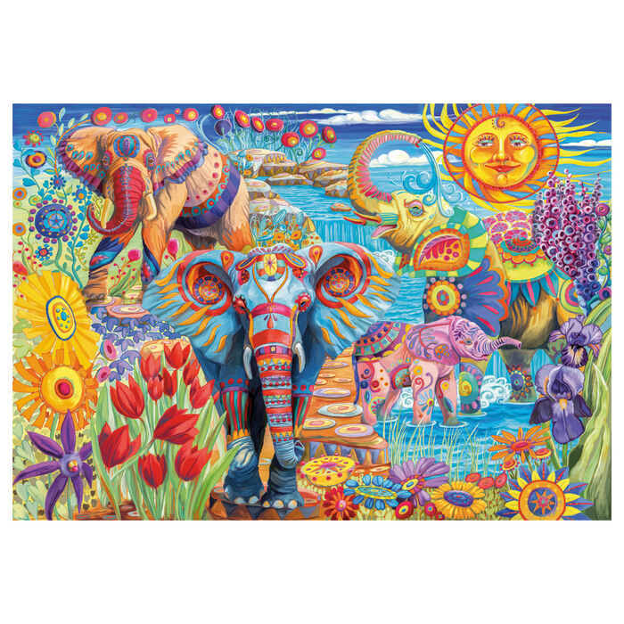 Puzzle Clementoni de 500 piezas con elefantes y flores - 2