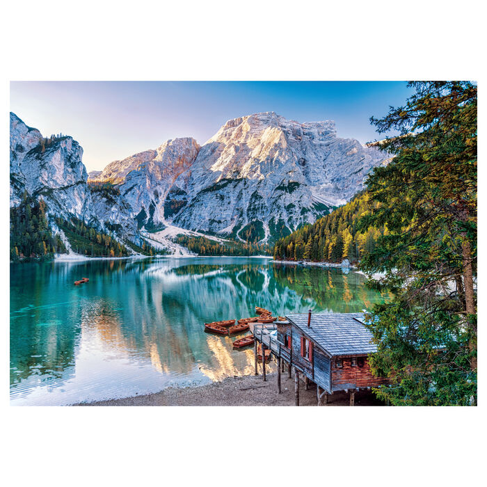Puzzle Clementoni de 1000 piezas con lago alpino, montañas y cabaña - 2