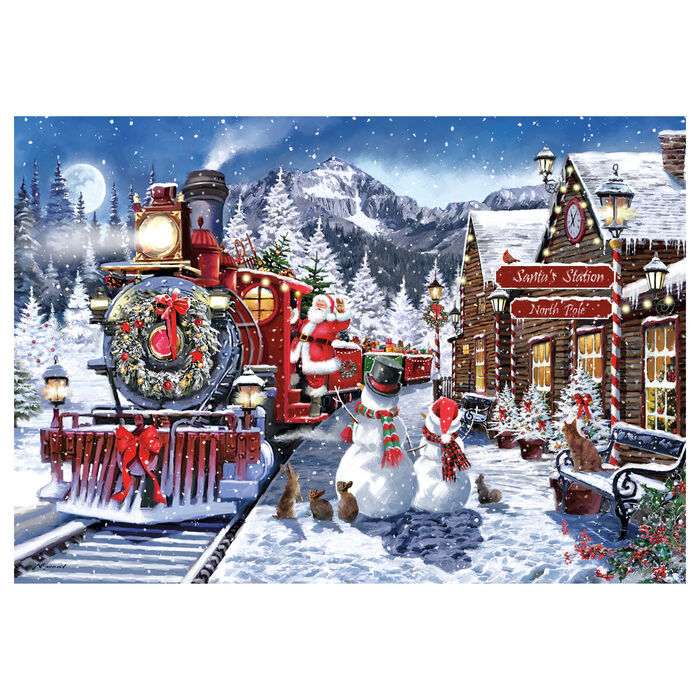 Puzzle Clementoni de 500 piezas con tren navideño en una estación nevada - 2
