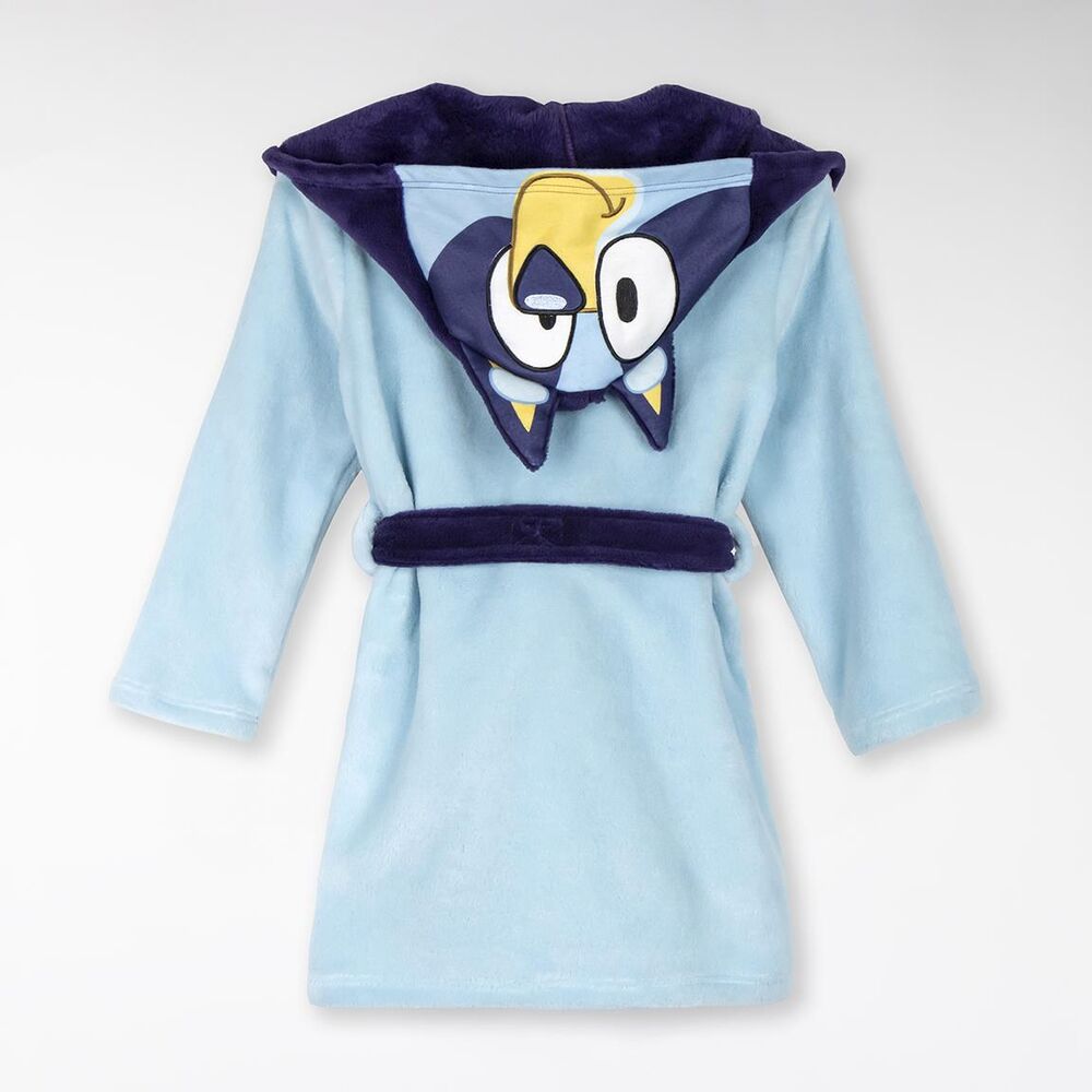 Bata infantil Bluey azul claro con capucha y cinturón - 3