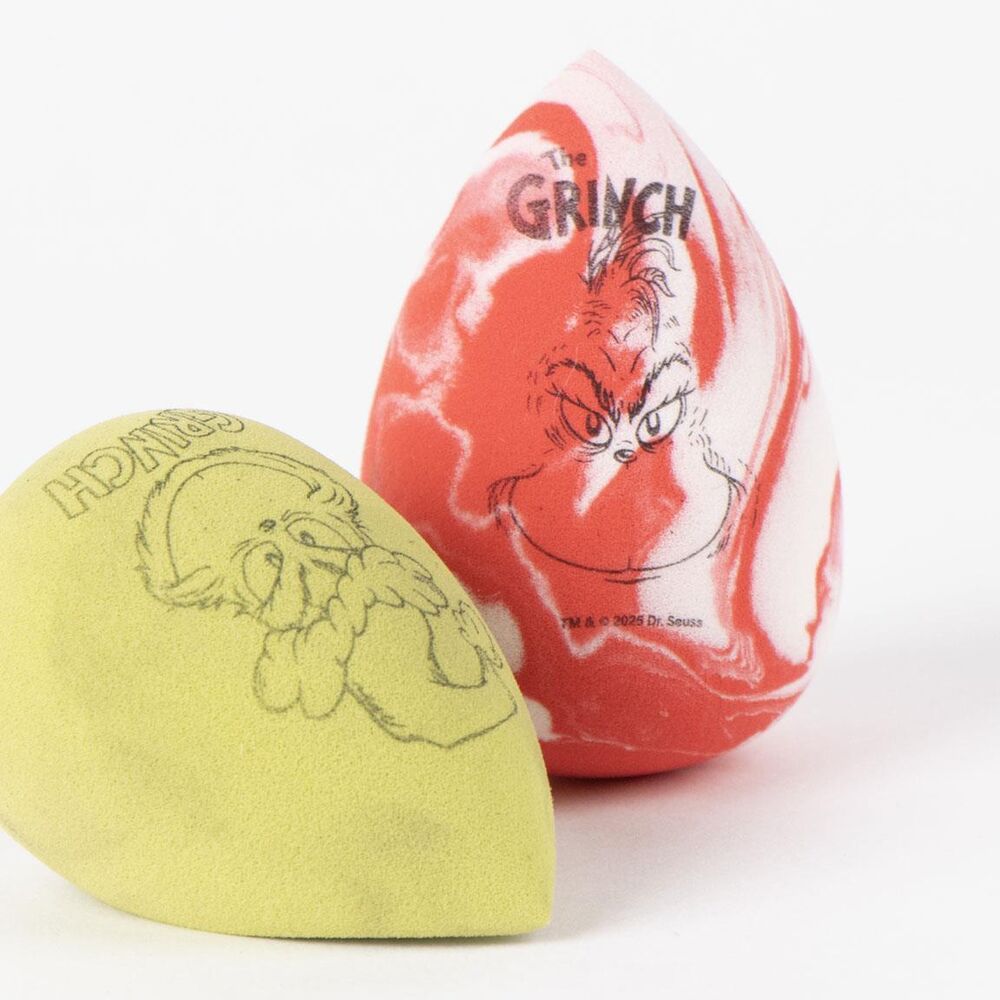 Blíster con dos esponjas de maquillaje El Grinch en rojo y amarillo - 5
