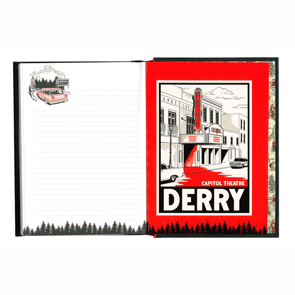 Cuaderno negro de IT Bienvenidos a Derry con ojos anaranjados y lomo rojo - 3