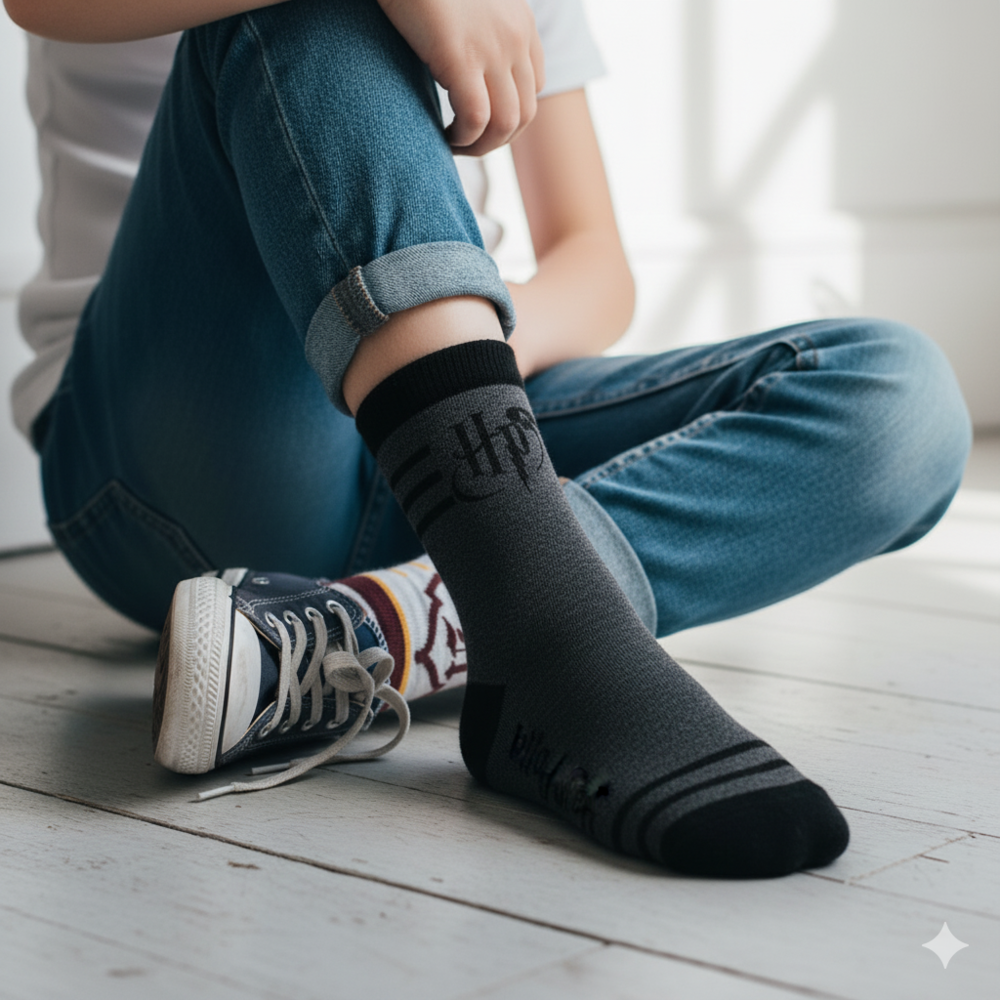 Calcetines Harry Potter surtidos en gris, negro, blanco y burdeos - 3