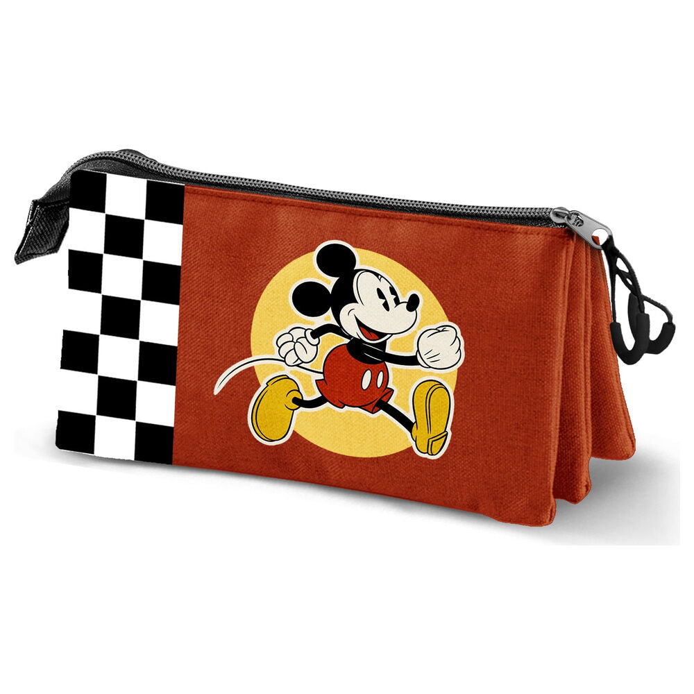 Portatodo triple Mickey Racing Disney con diseño de cuadros