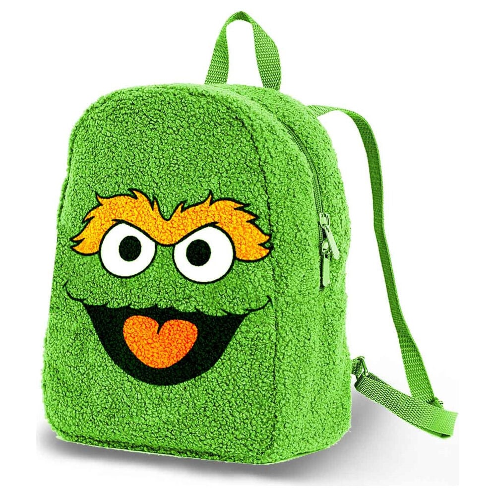 Mochila verde de peluche de Oscar de Barrio Sésamo