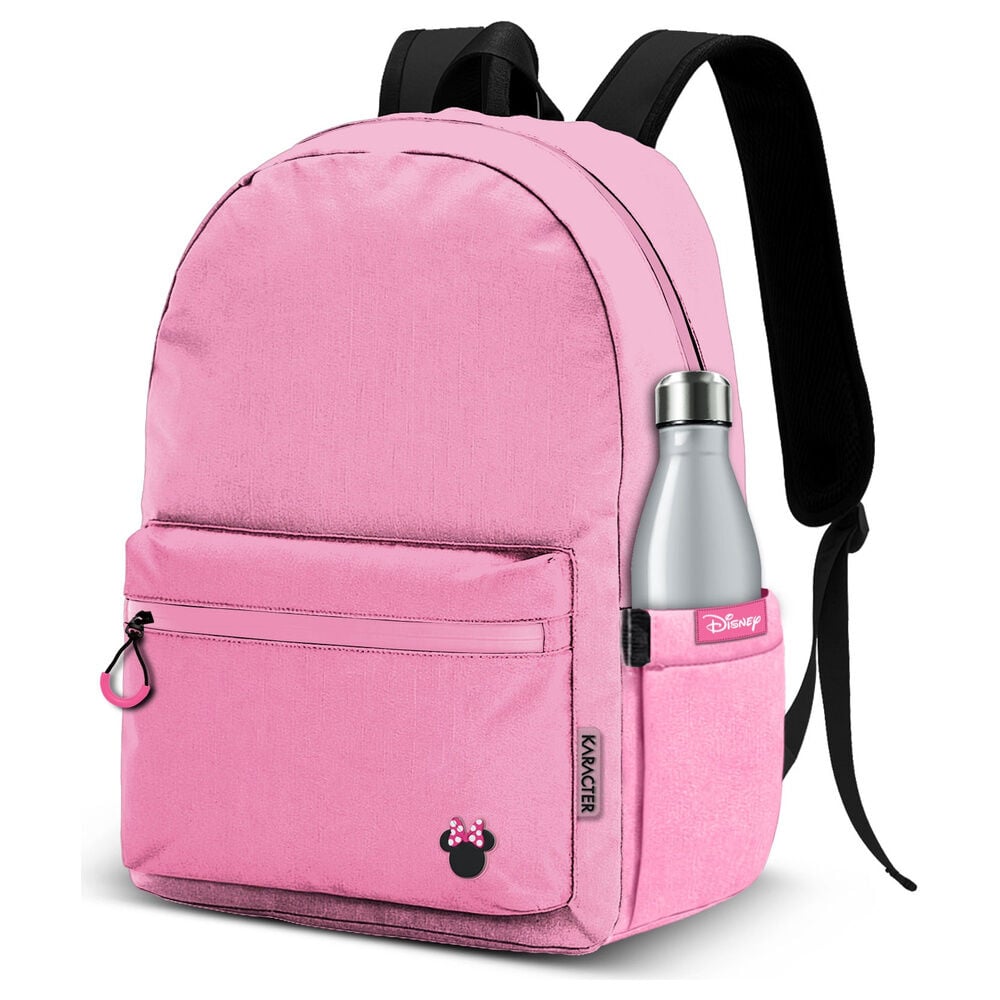 Mochila rosa de Minnie Disney con bolsillo frontal y lateral