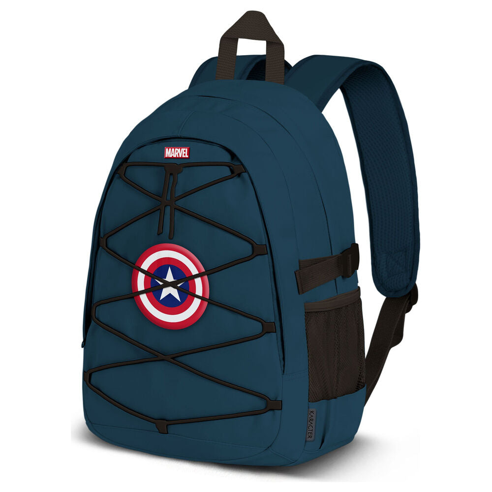 Mochila azul de Capitán América Marvel con escudo frontal