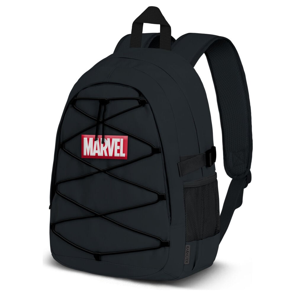 Mochila negra Marvel de 44 cm con bolsillo lateral de malla