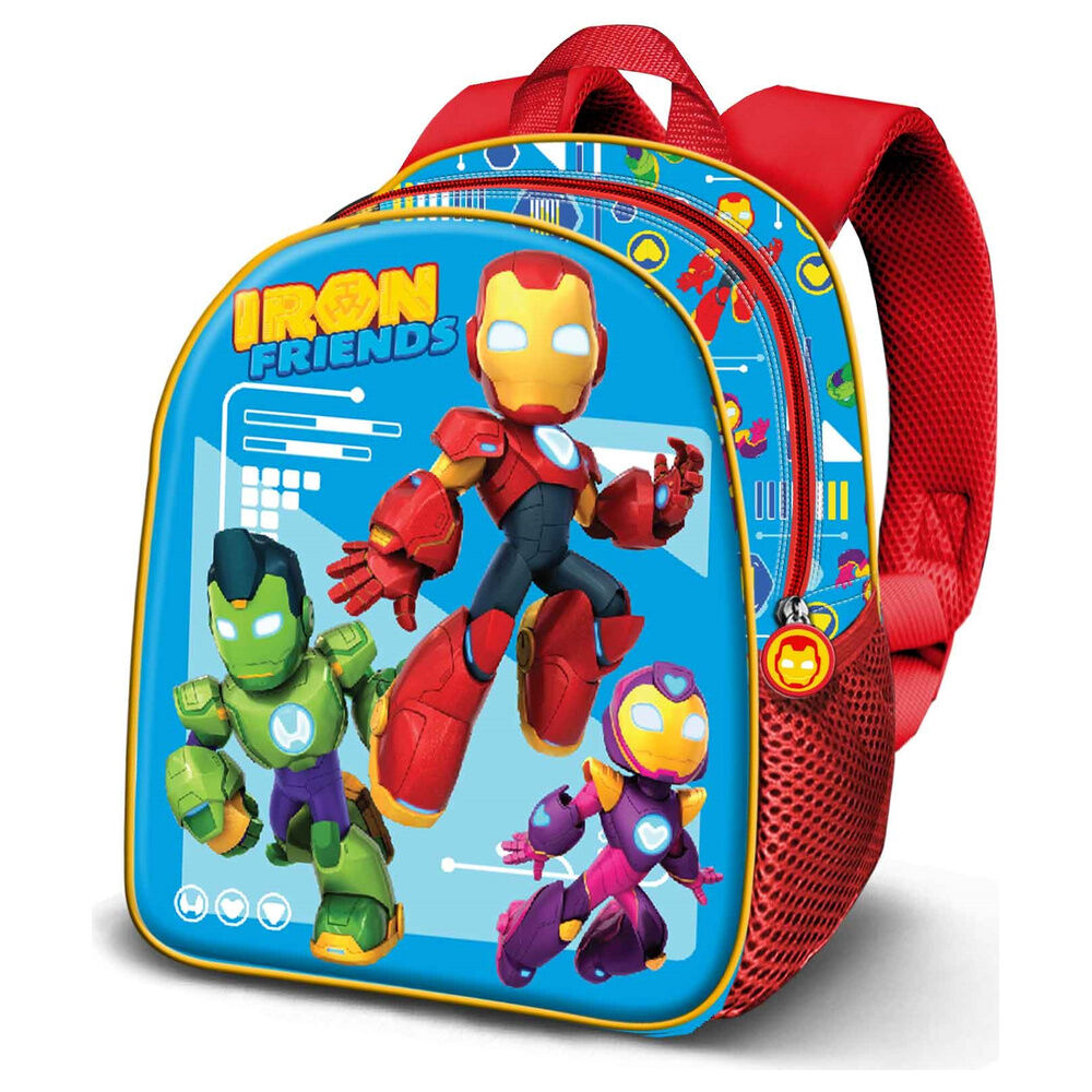 Mochila 3D Iron Man Friends Marvel azul y roja
