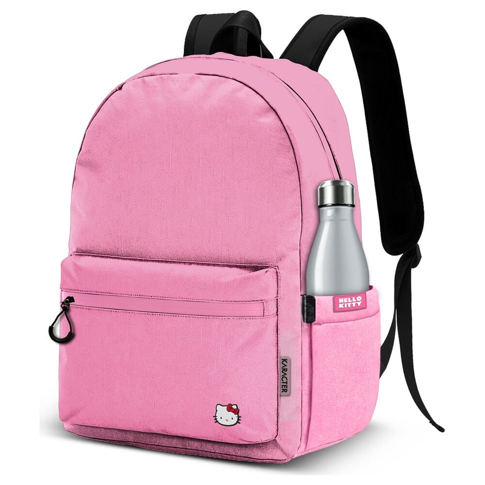 Mochila rosa de Hello Kitty con bolsillo frontal y lateral