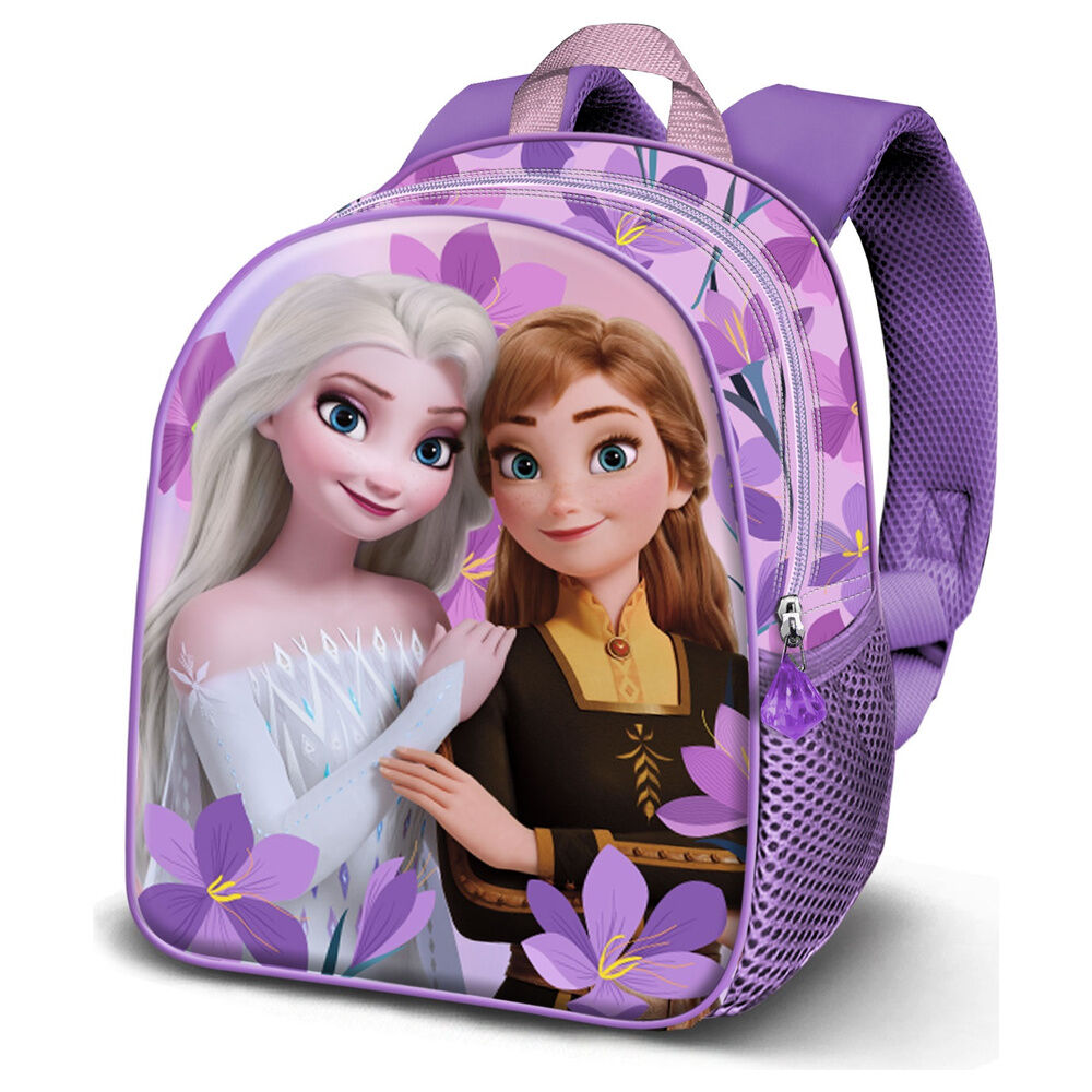 Mochila morada 3D de Frozen con Elsa y Anna